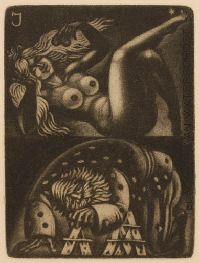 Exlibris by Vladimir Vereschagin from Russia for Agaath Van Waterschoot - Woman Man Nude 