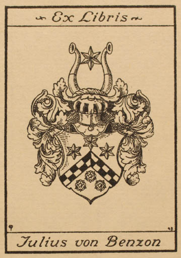 Exlibris by Edmund Peter from Denmark for Julius von Benzon - Heraldry Ornament 