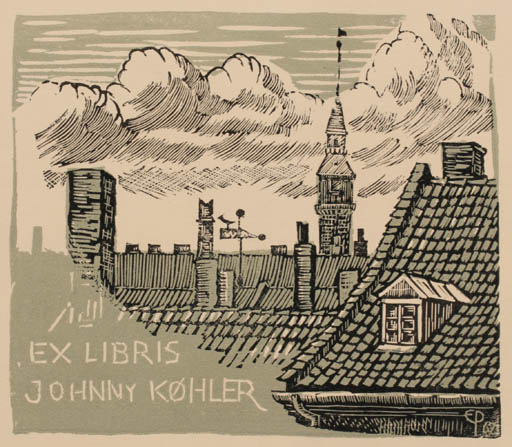 Exlibris by Edmund Peter from Denmark for Johnny Køhler - City Church 