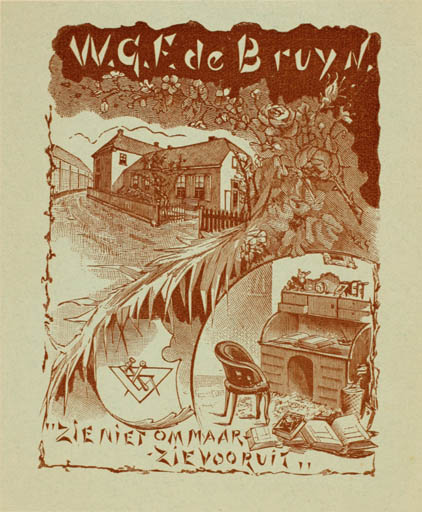 Exlibris by ? Unbekannt from Czech Republic for W. G. F. de Bruyn - Architecture Interior Flora 
