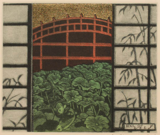 Exlibris by Katsunori Hamaniski from Japan for ? Agaath & Jos Van Waterschoot - Fish Flora Interior 