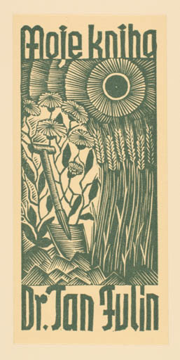 Exlibris by ? Unbekannt from Czech Republic for Dr. Jan Fulin - Working Flora Sun 