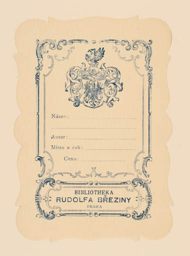 Exlibris by ? Unbekannt from Czech Republic for Rudolfa Breziny - Heraldry 