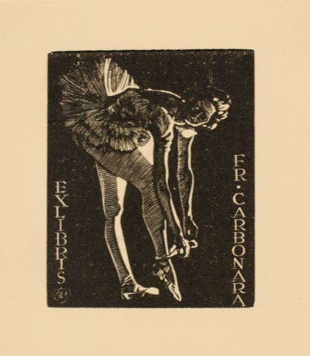 Exlibris by ? Unbekannt from Czech Republic for Francesco Carbonara - Dancing Woman Music Theater/Cirkus 