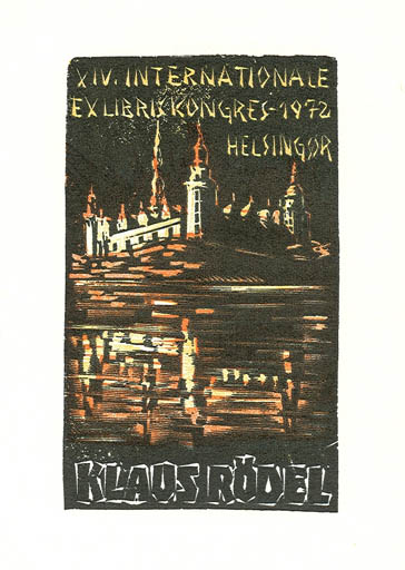 Exlibris by Kàroly Andrusko from Yugoslavia for Klaus Rödel - Castle/Palace Exlibris Congress 