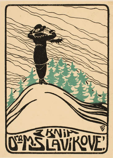 Exlibris by ? Unbekannt from Czech Republic for Dr. M. Slavikove - Mountain Jugend Woman Scenery/Landscape 