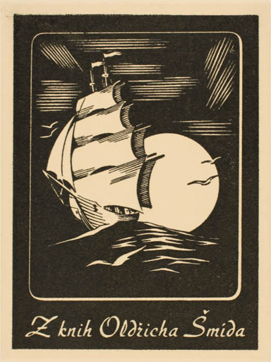 Exlibris by ? Unbekannt from Czech Republic for Oldricha Smida - Maritime Ship/Boat 