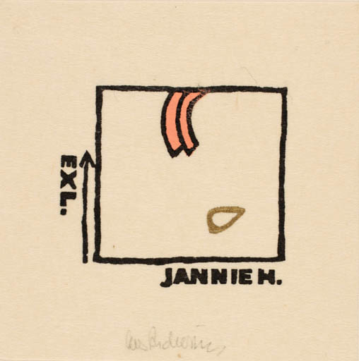 Exlibris by Cees Andriessen from Netherland for Jannie N. - Abstract 