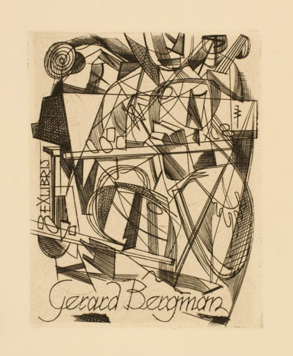 Exlibris by Jan Battermann from Netherland for Gerard Bergman - Abstract 