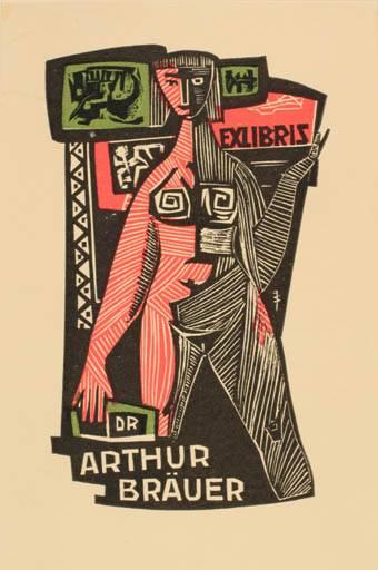 Exlibris by Jan Battermann from Netherland for Dr. Arthur Bräuer - Woman 