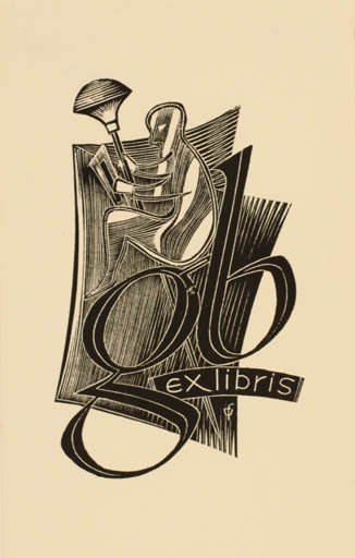 Exlibris by Jan Battermann from Netherland for ? G. B. - Working Book Monogram Printing technique 