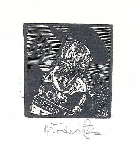 Exlibris by Jaroslav Vodrazka from Czechoslovakia for Klaus Rödel - Literature Man Portrait 