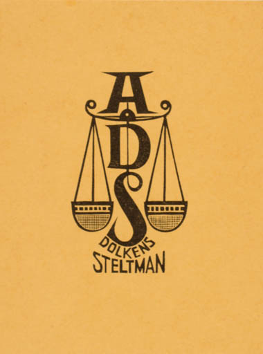 Exlibris by Jan Battermann from Netherland for A. Dolkens Stelman - Law Monogram 