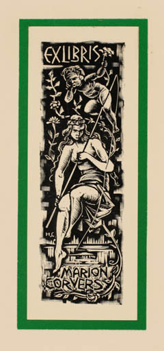 Exlibris by Harry Corvers from Netherland for Marion Corvers - Woman 