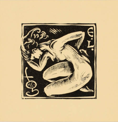 Exlibris by Harry Corvers from Netherland for ? F. G. - Woman Nude 