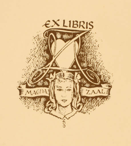 Exlibris by Harry Corvers from Netherland for Magda Zaal - Portrait Woman 