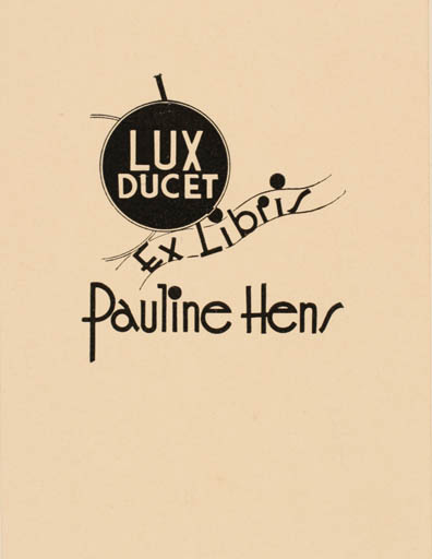 Exlibris by R. Hornecker from Netherland for Pauline Hens - Text/Writing 