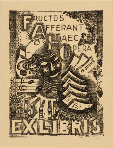 Exlibris by Henk van der Idsert from Netherland for Fr. Otten - Music Theater/Cirkus 