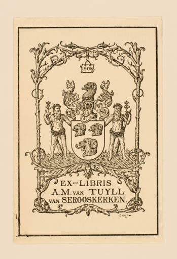 Exlibris by Carl Köffler from Netherland for A. M. van Tuyl van Serooskerken - Heraldry 