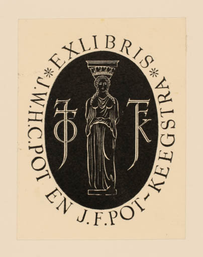 Exlibris by Mia Pot van Regteren Altena from Netherland for J. W. H. C. + Pot-Keegstra, J. F. Pot - Classical antiquity Monogram Woman 