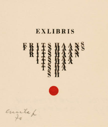 Exlibris by Emile Puettmann from Netherland for Frits Haans - Text/Writing 