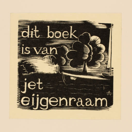 Exlibris by A. I. J. Schellart from Netherland for Jet Eijgenraam - Scenery/Landscape Maritime Ship/Boat 