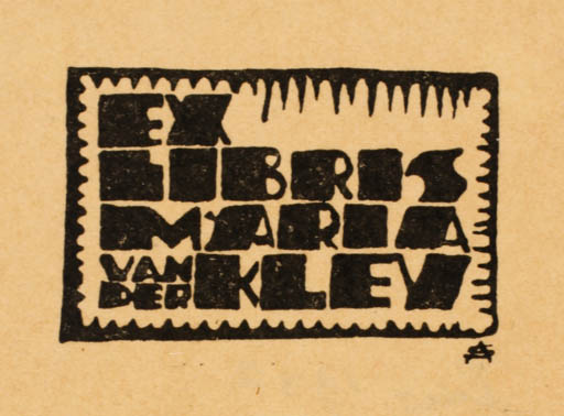 Exlibris by A. I. J. Schellart from Netherland for Maria van der Kley - Text/Writing 