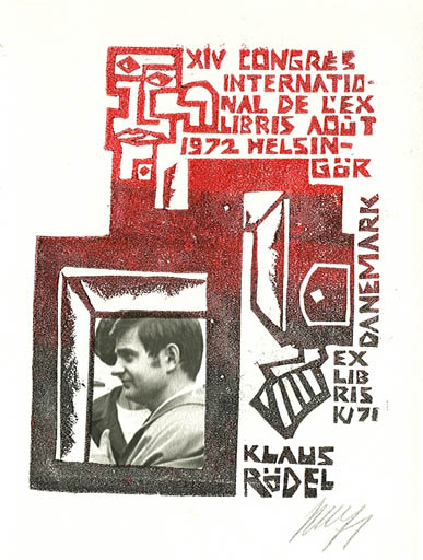 Exlibris by Vincas Kisarauskas from Lithuania for Klaus Rödel - Abstract Exlibris Congress 