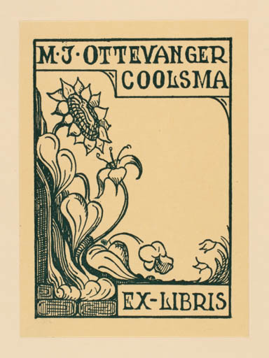 Exlibris by ? Unbekannt from Netherland for M. J. Ottevanger - Flower Flora Jugend 