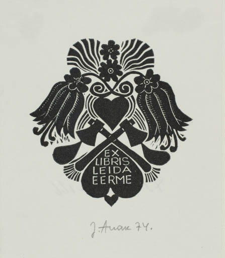 Exlibris by Jüri Arrak from Estonia for Leida Eerme - Flora 