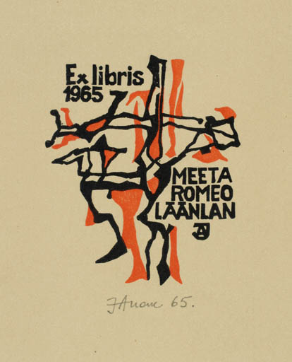 Exlibris by Jüri Arrak from Estonia for Romeo + Meeta Läänlan - Abstract 