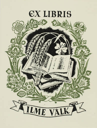 Exlibris by Heinrich Heinla from Estonia for Ilme Välk - Book Flora 