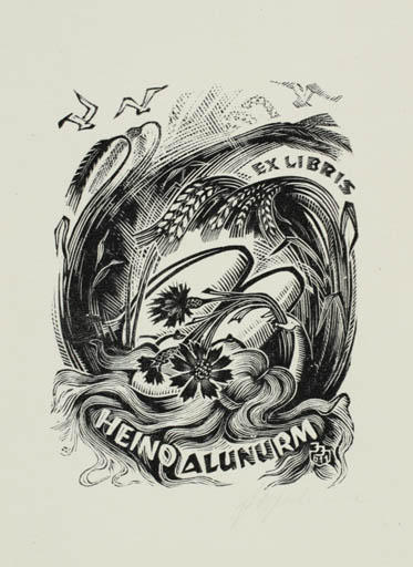 Exlibris by Johannes Juhansoo from Estonia for Heino Alunurm - Flora Woman 