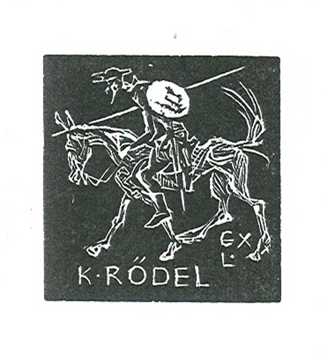 Exlibris by Jaroslav Vodrazka from Czechoslovakia for Klaus Rödel - Don Quijote Literature 