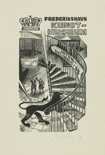 Exlibris by Johannes Juhansoo from Estonia for Frederikshavn Kunstmuseum & Exlibrissamling - Fauna 