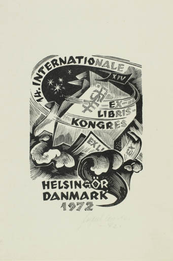 Exlibris by Johannes Juhansoo from Estonia for Helsingör XIV. EL Kongres - Abstract Exlibris Congress 