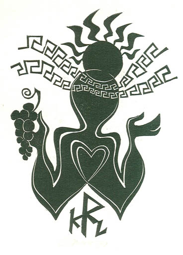 Exlibris by Ladislav Rusek from Czechoslovakia for Klaus Rödel - Woman Sun Wine 