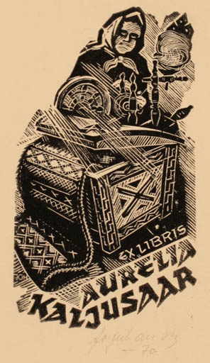 Exlibris by Johannes Juhansoo from Estonia for Aurelia Kaljusaar - Working Woman 