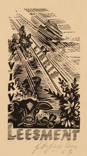 Exlibris by Johannes Juhansoo from Estonia for Virve Leesmet - Fauna 