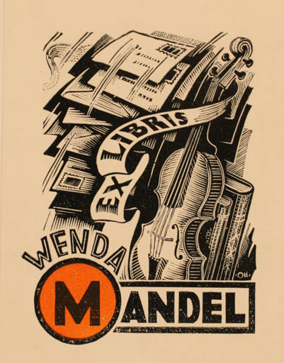 Exlibris by Johannes Juhansoo from Estonia for Wenda Mandel - Book Music 