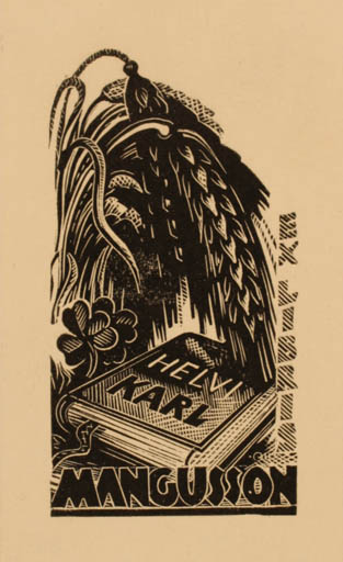 Exlibris by Johannes Juhansoo from Estonia for Karl Magnusson - Book Flora 