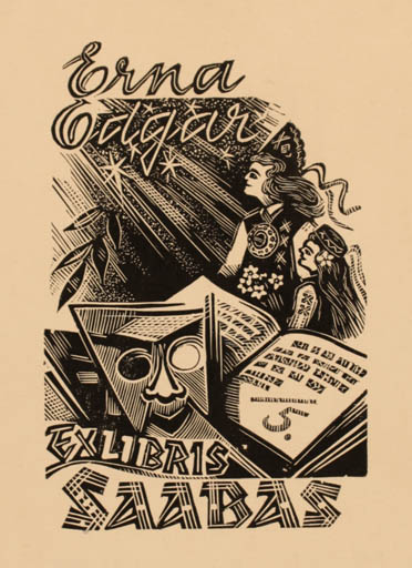 Exlibris by Johannes Juhansoo from Estonia for Erna Edgar Saabas - Book 