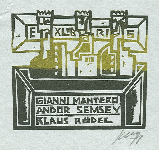 Exlibris by Vincas Kisarauskas from Lithuania for Klaus Rödel - Abstract 