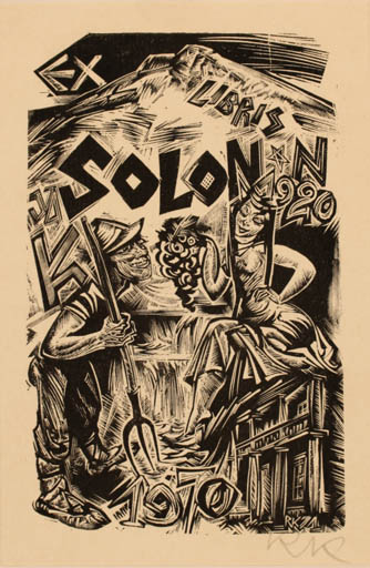 Exlibris by Richard Kaljo from Estonia for N. Solon - Working Couple Wine 