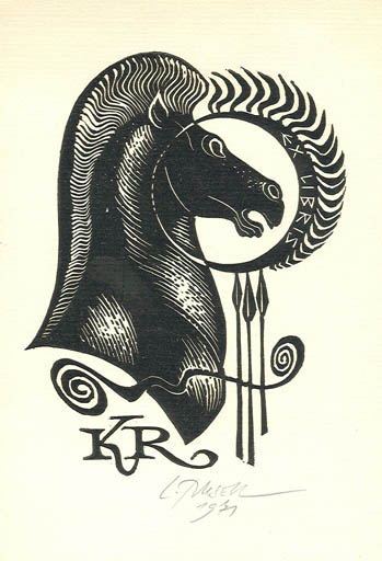 Exlibris by Ladislav Rusek from Czechoslovakia for Klaus Rödel - Horse 