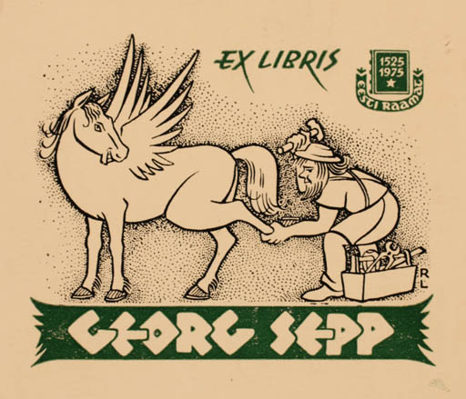 Exlibris by Riho Lahi from Estonia for Georg Sepp - Working Pegasus 