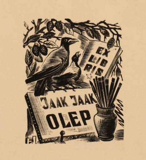 Exlibris by Esko Lepp from Estonia for Jaak Olep - Bird Art 