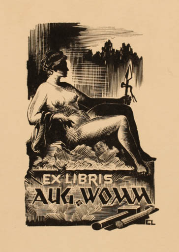 Exlibris by Esko Lepp from Estonia for Aug. Womm - Art Woman 