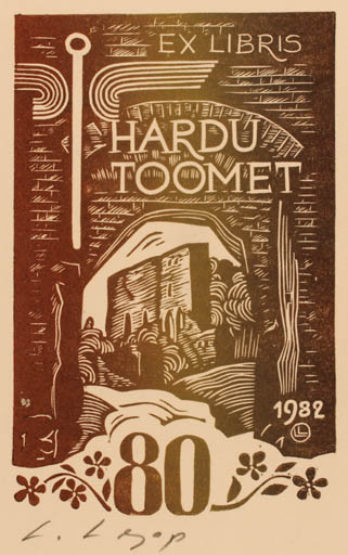 Exlibris by Lembit Lepp from Estonia for Hardu Toomet - Castle/Palace 