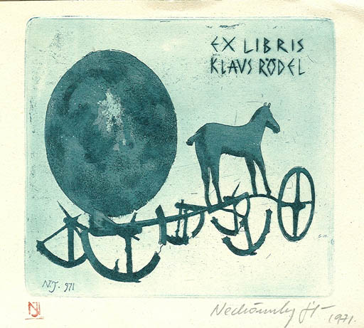 Exlibris by Jozsef Nechanszky from Hungary for Klaus Rödel - Mythology 